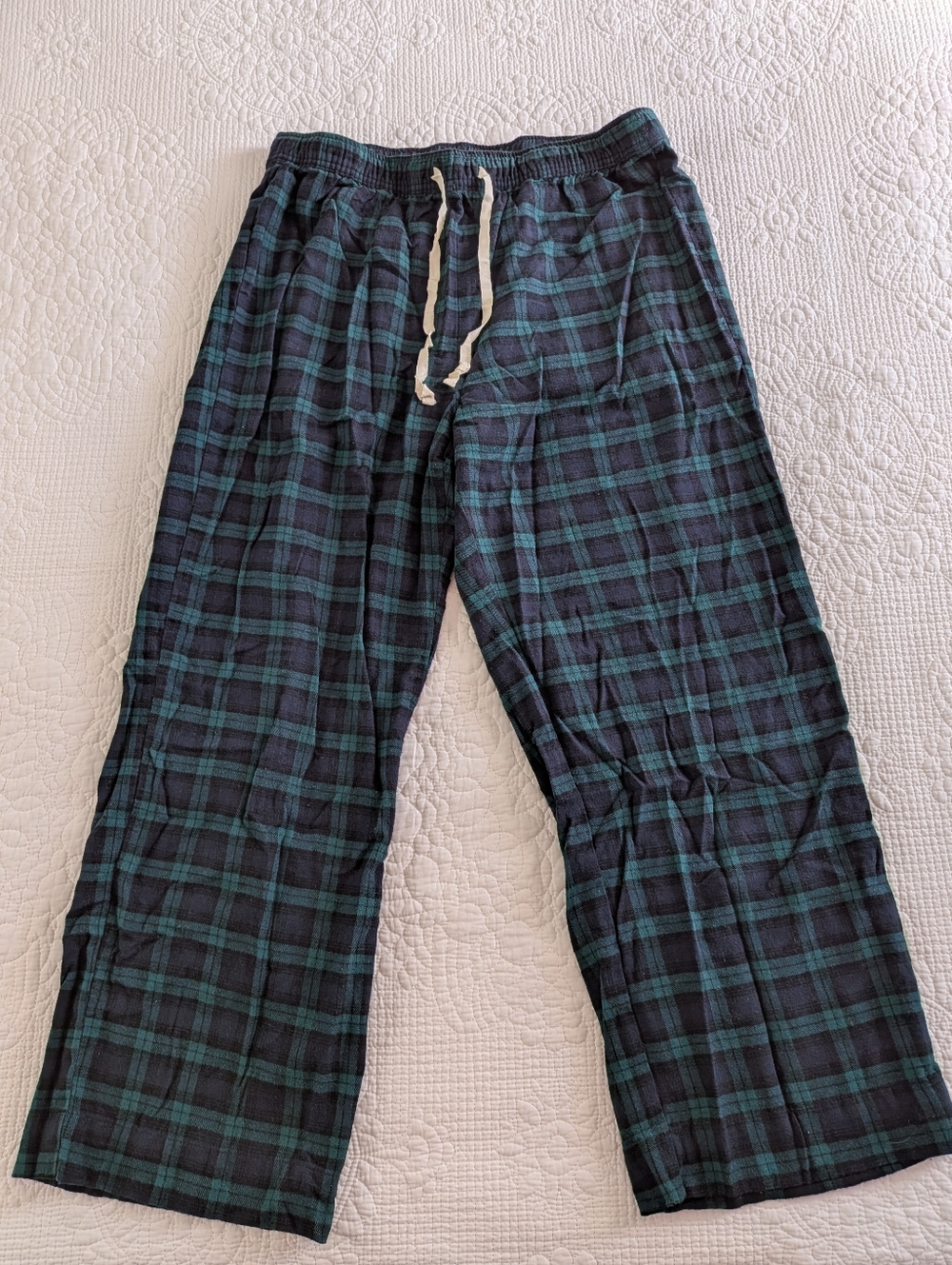 Banana Republic Mens Flannel Pants Large Green Plaid Pajamas Lounge
